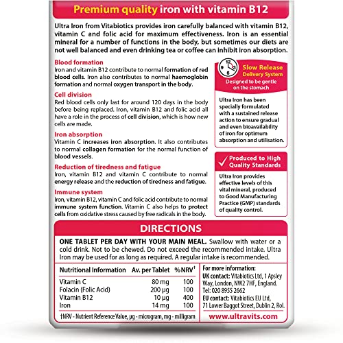 Vitabiotics Ultra Iron Tablets, Pack of 30 Vitabiotics UltraUS supplements