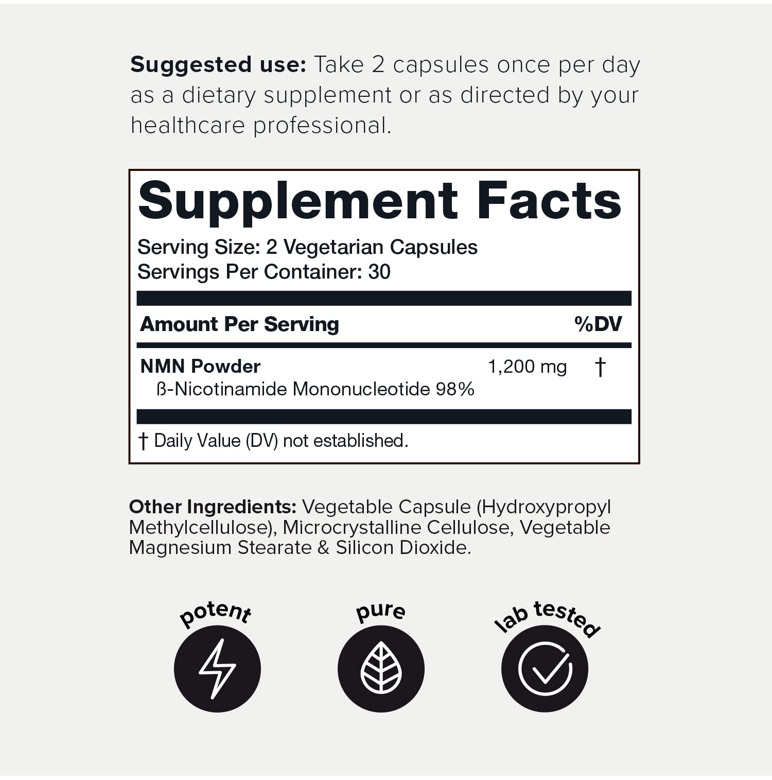 Toniiq NMN Supplement 1200mg - Third Party Tested Stabilized Capsules - 98% Highly Purified for NAD + - 60 Capsules Nicotinamide Mononucleotide Booster Supplement ToniiqAu supplements
