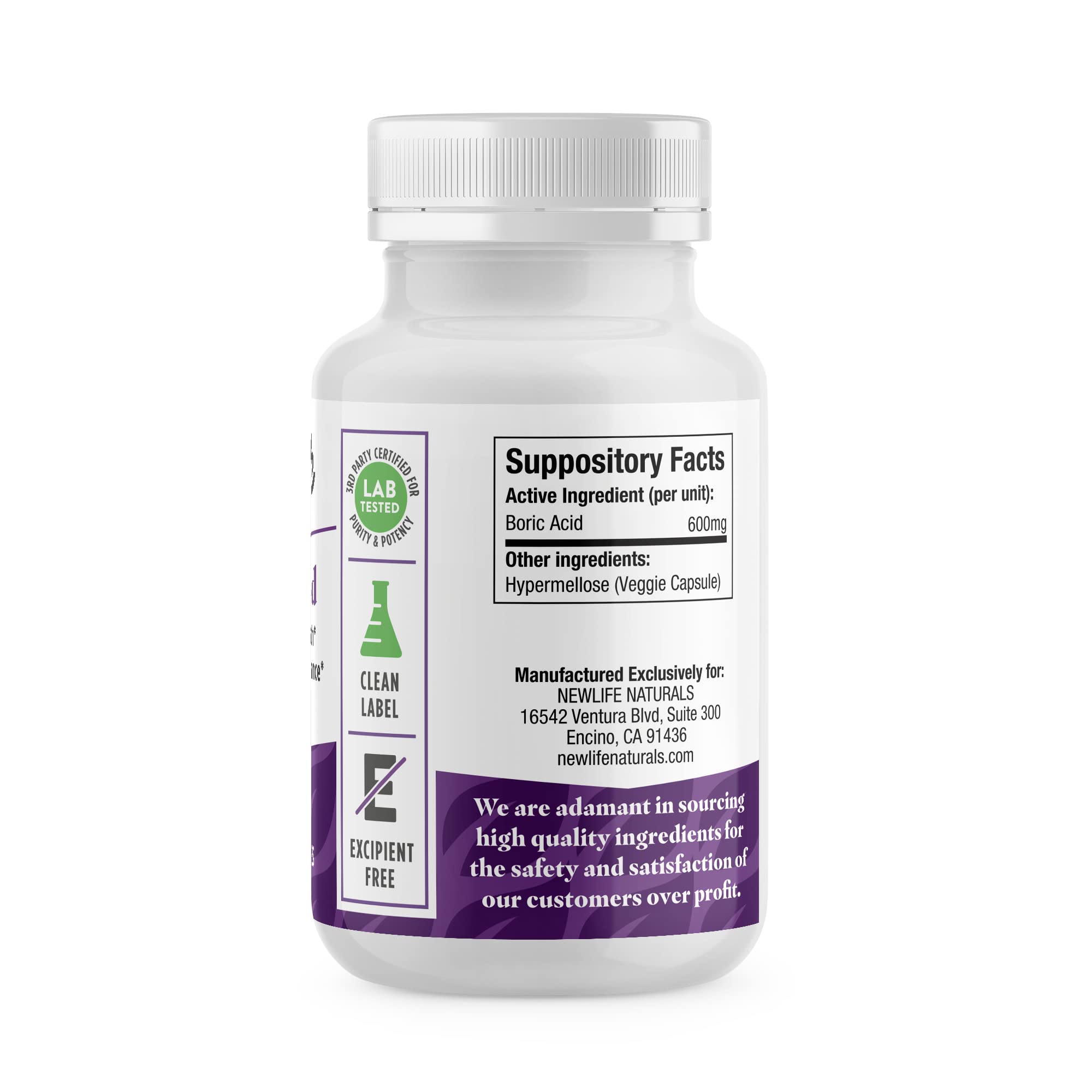 NewLife Naturals Boric Acid Vaginal Suppositories 600mg (60 Pack) with 28 Applicators - for pH Balance NewLife NaturalsAu supplements