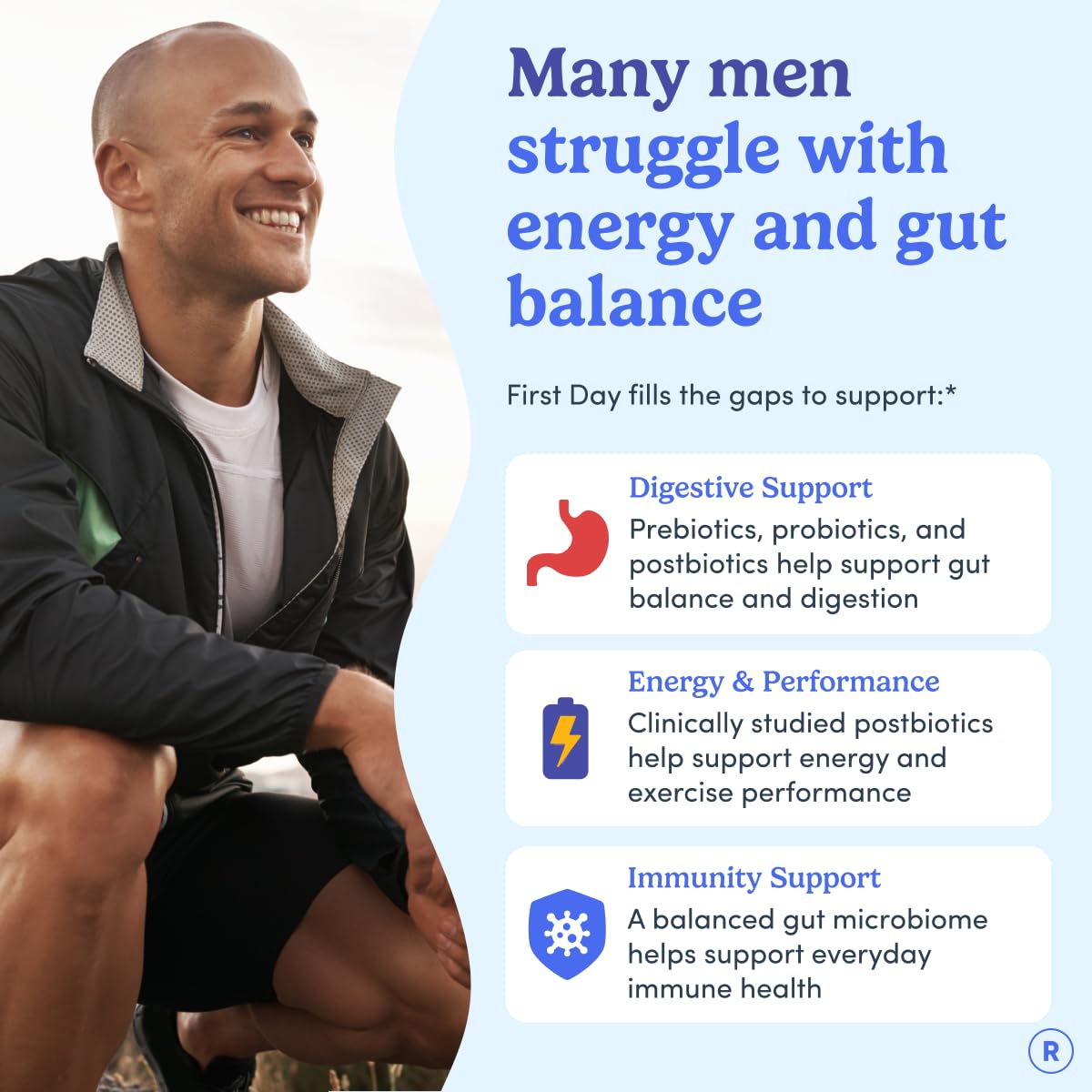 FIRST DAY 3 in 1 Probiotics for Men - Prebiotic, Probiotic & Postbiotic Supplement – Mens Probiotic for Digestive Health, Oral Health, Immune Function, Energy, Gut Health for Men – 30-Day Supply FIRST DAYAu supplements