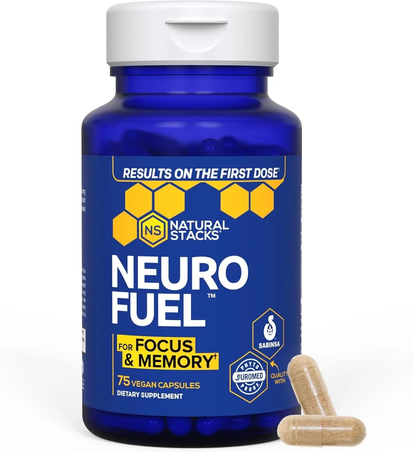 NATURAL STACKS Original NeuroFuel Nootropic Brain Support Supplement - 750mg L-Carnitine & 500mg L-Phenylalanine - Brain Supplement for Memory and Focus* - 75 Focus Pills NATURAL STACKSAu supplements