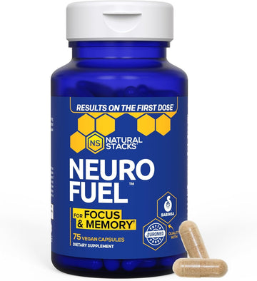 NATURAL STACKS Original NeuroFuel Nootropic Brain Support Supplement - 750mg L-Carnitine & 500mg L-Phenylalanine - Brain Supplement for Memory and Focus* - 75 Focus Pills NATURAL STACKSAu supplements