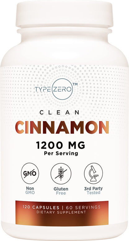 Type Zero Ceylon Cinnamon Capsules (1200mg | 120 Capsules) - Natural, Non-GMO, Gluten Free, Organic Cinnamon Bark Supplement Type ZeroUS supplements
