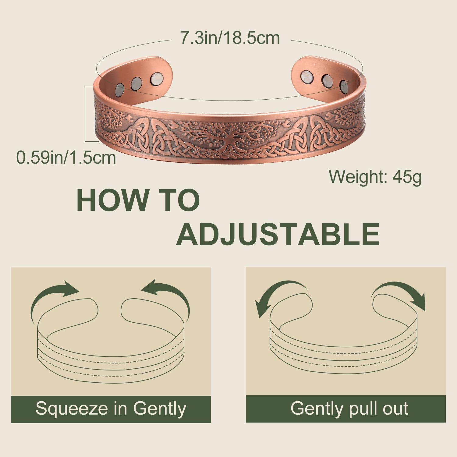 MagEnergy Magnetic Copper Bracelet for Men Life of Tree, 99.99% Pure Copper Bangle MagEnergyAu supplements