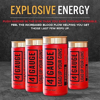 4 Gauge Natural Preworkout Without The Jitters | 30 Servings | Nitric Oxide Booster 4 GaugeUS supplements