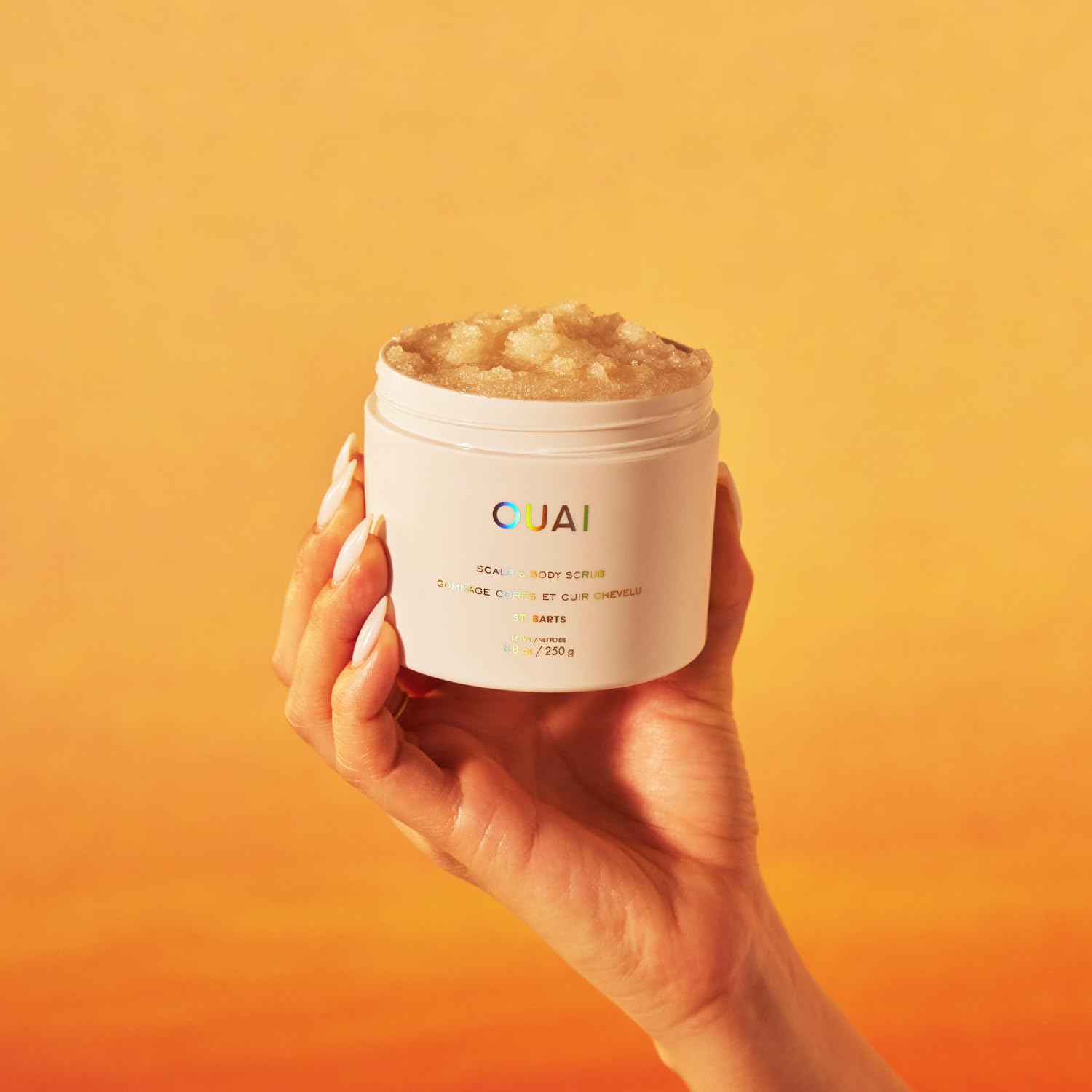 OUAI Scalp & Body Scrub, St. Barts - Exfoliating Body Scrub with Sugar & Coconut Oil Blend for Smooth, Moisturized Skin - Gentle Scalp Exfoliator for Removing Product Build Up (8.8 Oz) OUAIAu supplements