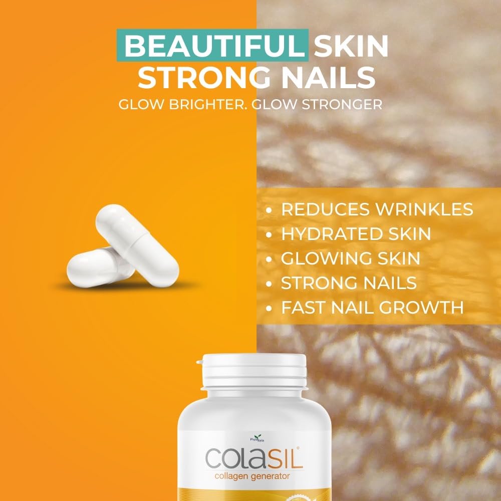 Colasil Collagen Booster Capsules – Organic Silica (OSA) + Hydrolyzed Collagen Generator for Hair, Skin, Nails, Bones & Joints – High Absorption, Non-GMO, Allergen-Free, 120 Capsules (60-Day Supply) ColasilAu supplements