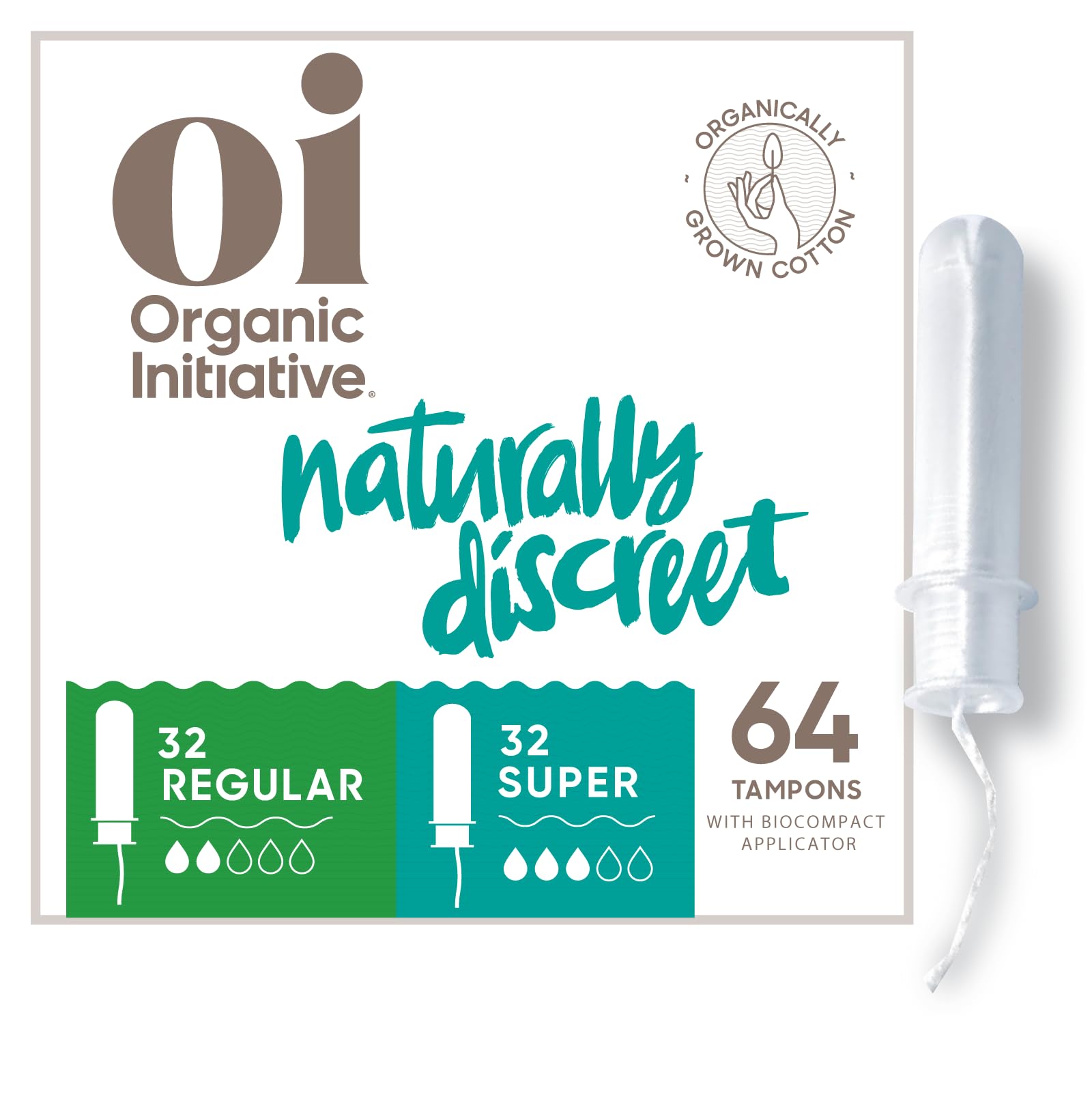 Oi | Organic Initiative - Tampons | Regular/Super Absorbency | Organic Cotton, Unscented oiAu supplements