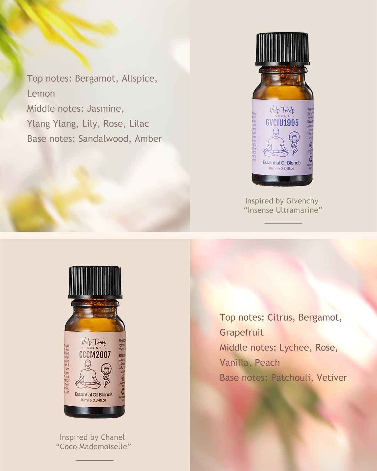 VTS Waterless Diffuser with Classic Perfume Scent Essential Oils Set, Perfume Collection VEDA TINDA SCENTAu supplements