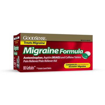 GoodSense Migraine Relief Geltabs, Acetaminophen, Aspirin (NSAID) and Caffeine, 80 Count GoodSenseAu supplements