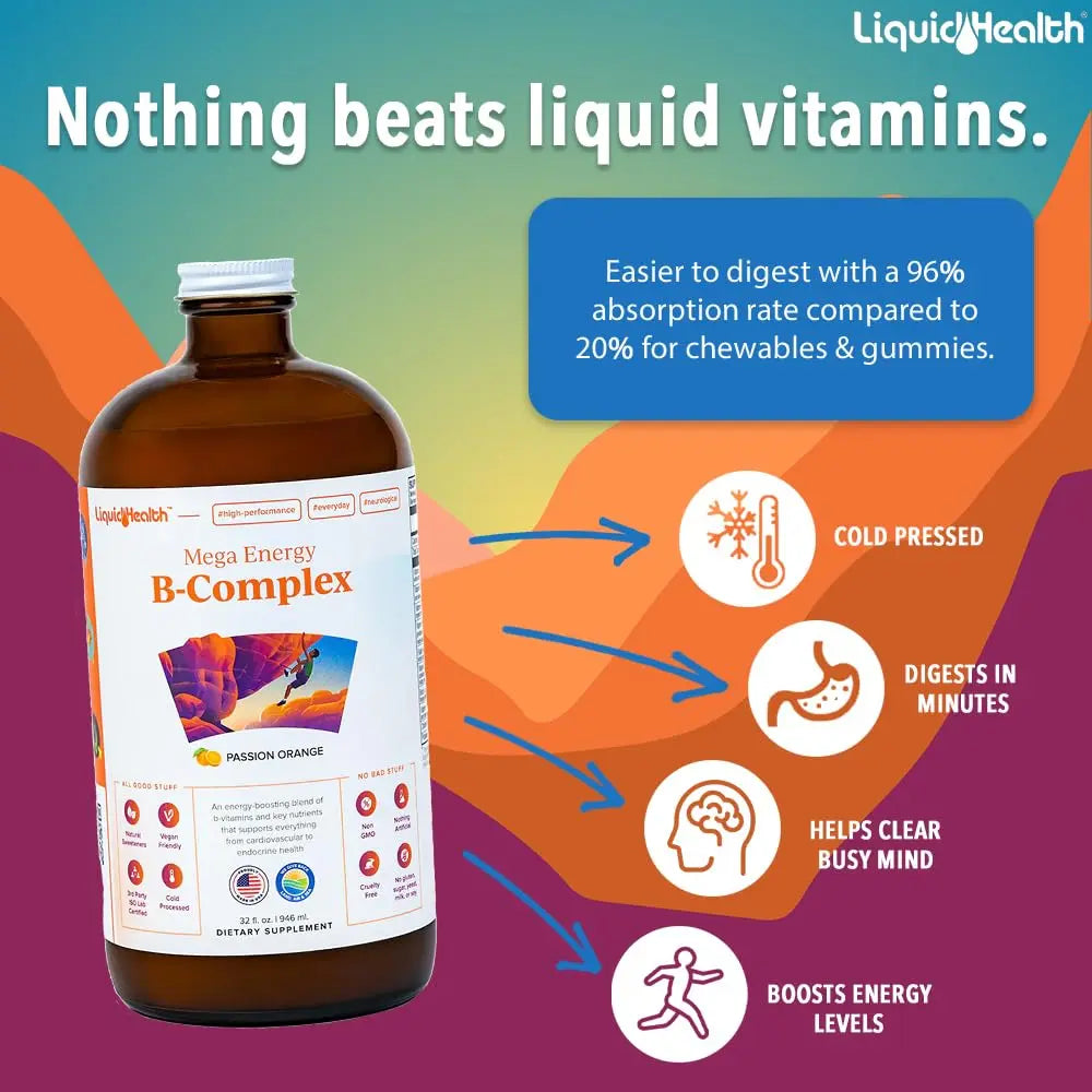LIQUIDHEALTH Complete Multiple & Mega Energy B-Complex Daily Liquid Vitamins Bundle for Adults - Immune System Support, Increase Energy, Gut & Heart Health LIQUIDHEALTHAu supplements