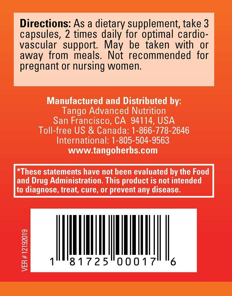 CardioPhase Natural Heart Support Supplement for Healthy Circulation and Cardiovascular Performance (180 Vegetarian Capsules) TangoAu supplements