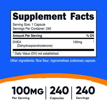 Nutricost DHEA 100mg, 240 Capsules - Gluten Free, Soy Free, Non-GMO, Supplement NutricostUS supplements