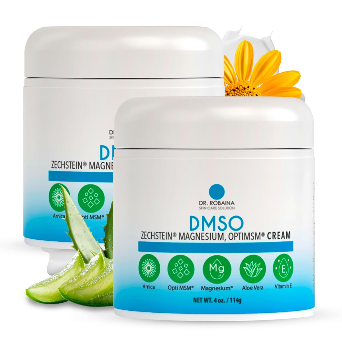 Dr. Robaina DMSO Cream – 99.9% Pure Dimethyl Sulfoxide | Formula with Zechstein Magnesium, Arnica, Aloe Vera & Vitamin E | Topical Cream for Body Wellness Dr. RobainaAu supplements