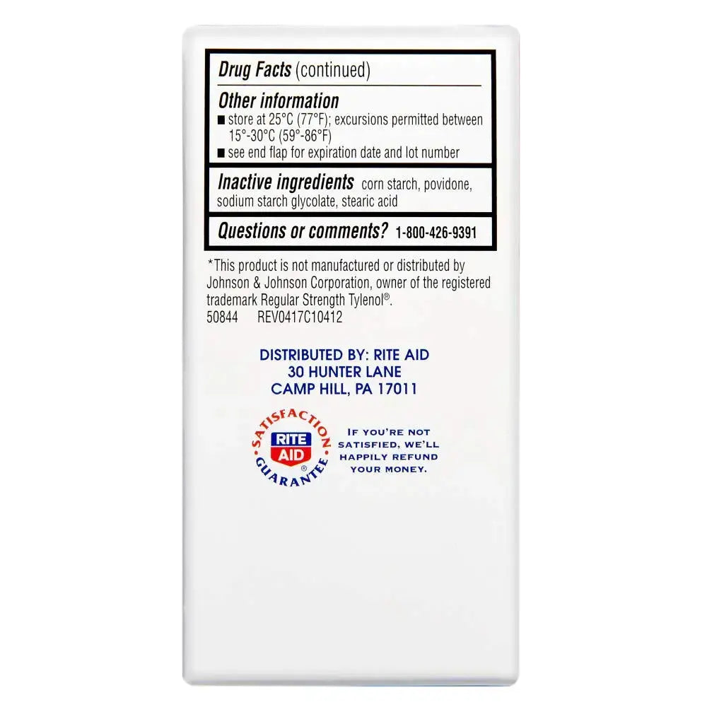 Rite Aid Regular Strength Pain Relief Acetaminophen, 325mg - 100 Tablets | Pain Reliever and Fever Reducer | Joint Pain Relief | Muscle Pain Relief | Arthritis Pain Relief | Back Pain Relief Products Rite AidAu supplements