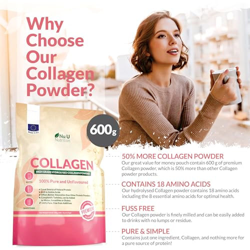 Collagen Powder 600g - 100 Servings - High Grade Pure Bovine 100% - Collagen Peptides Hydrolysate Nu U NutritionAu supplements