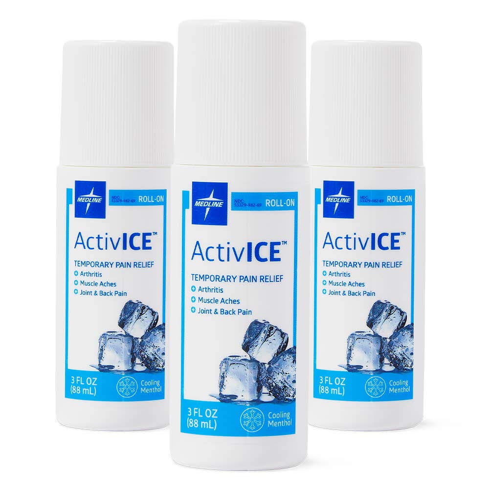 Medline ActivICE Roll-On Cooling Gel, Topical Pain Relief for Arthritis, Joint, Muscle, Back & Body Aches & Pain, 3 oz (3 Count) MedlineAu supplements