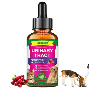 Urinary Tract for Cats, Cat & Dog Urinary Tract Drops Infection Remedy with Cranberry Dog Supplements, Cranberry Kidney Bladder Support Supplement - 60ml / 2 Fl.oz JoanofArcAu supplements