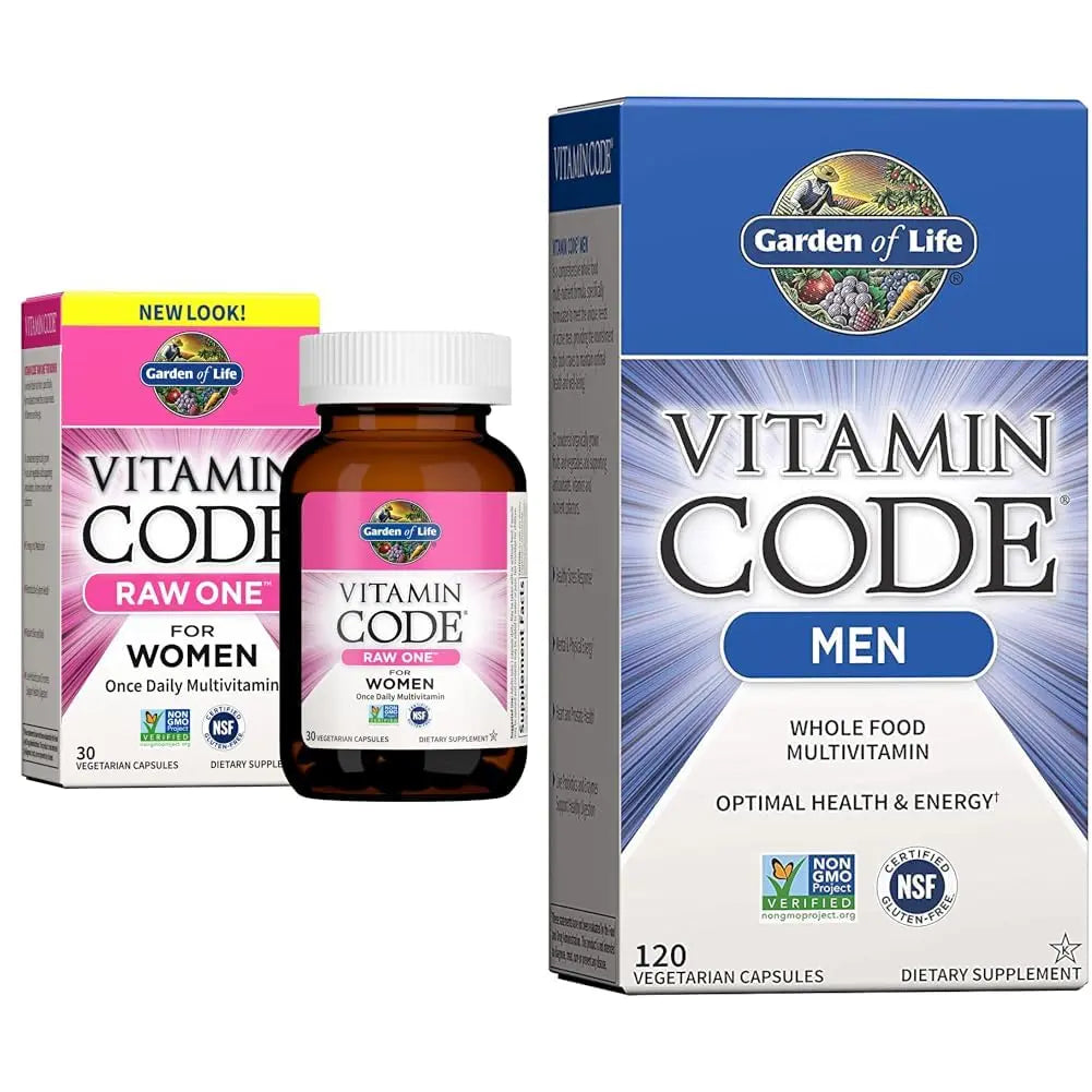 Garden of Life Women's and Men's Whole Food Multivitamins, Vitamin Code Raw One 30 Count and Vitamin Code 120 Count Garden of LifeAu supplements
