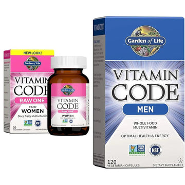 Garden of Life Women's and Men's Whole Food Multivitamins, Vitamin Code Raw One 30 Count and Vitamin Code 120 Count Garden of LifeAu supplements