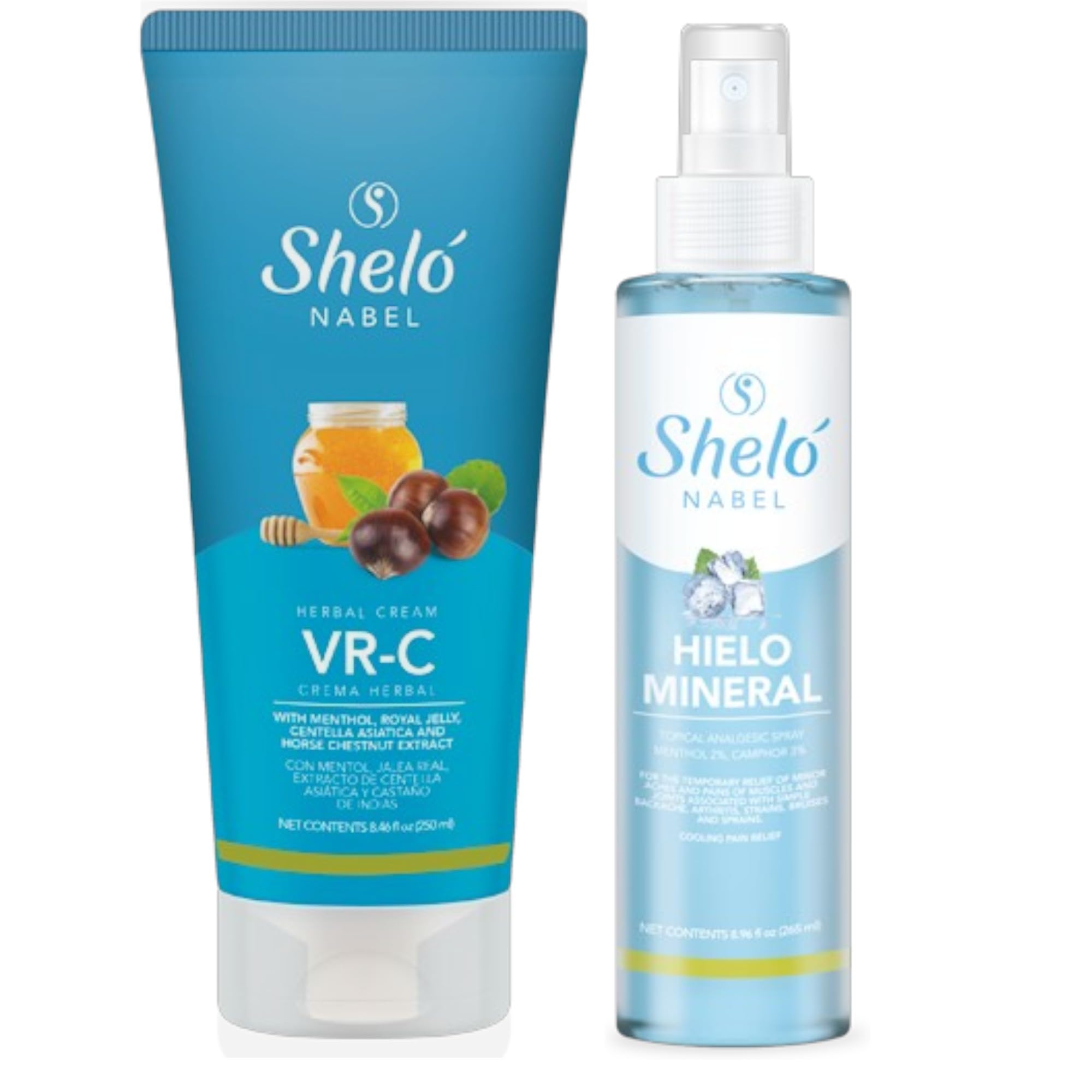 Sheló NABEL Hielo Mineral 8.7 fl Oz & VR-C 250ml Relax Sore Muscles and Joints Increase Circulation Reduce Inflammation Sheló NABELAu supplements