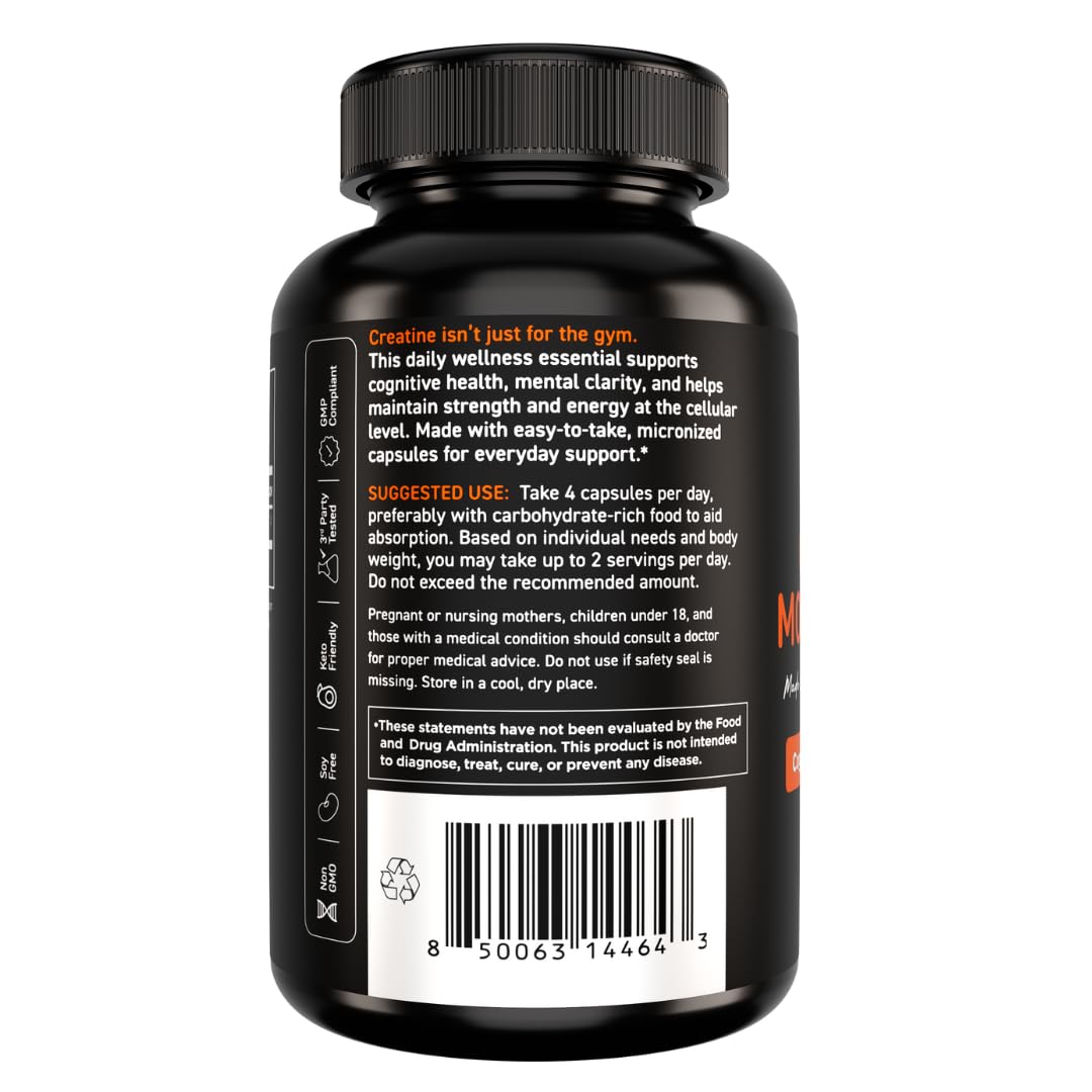 Vital Vitamins Creatine Monohydrate Pills for Women & Men - Micronized Creatine Capsules - Cognitive, Strength, Recovery Support - 3g (3000mg) per Serving - Vegan, Non-GMO, 120 Count Vital VitaminsAu supplements