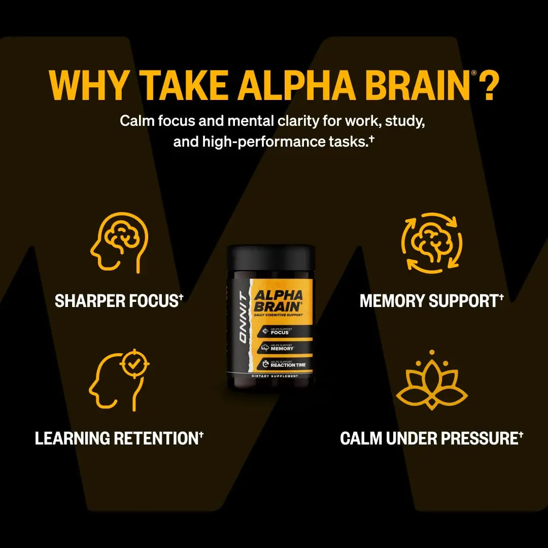 ONNIT Alpha Brain Nootropic Brain Supplement for Focus, Memory, Mental Clarity, Cognitive Support with L-Theanine and Vitamin B6, 90 Count ONNITnz supplements