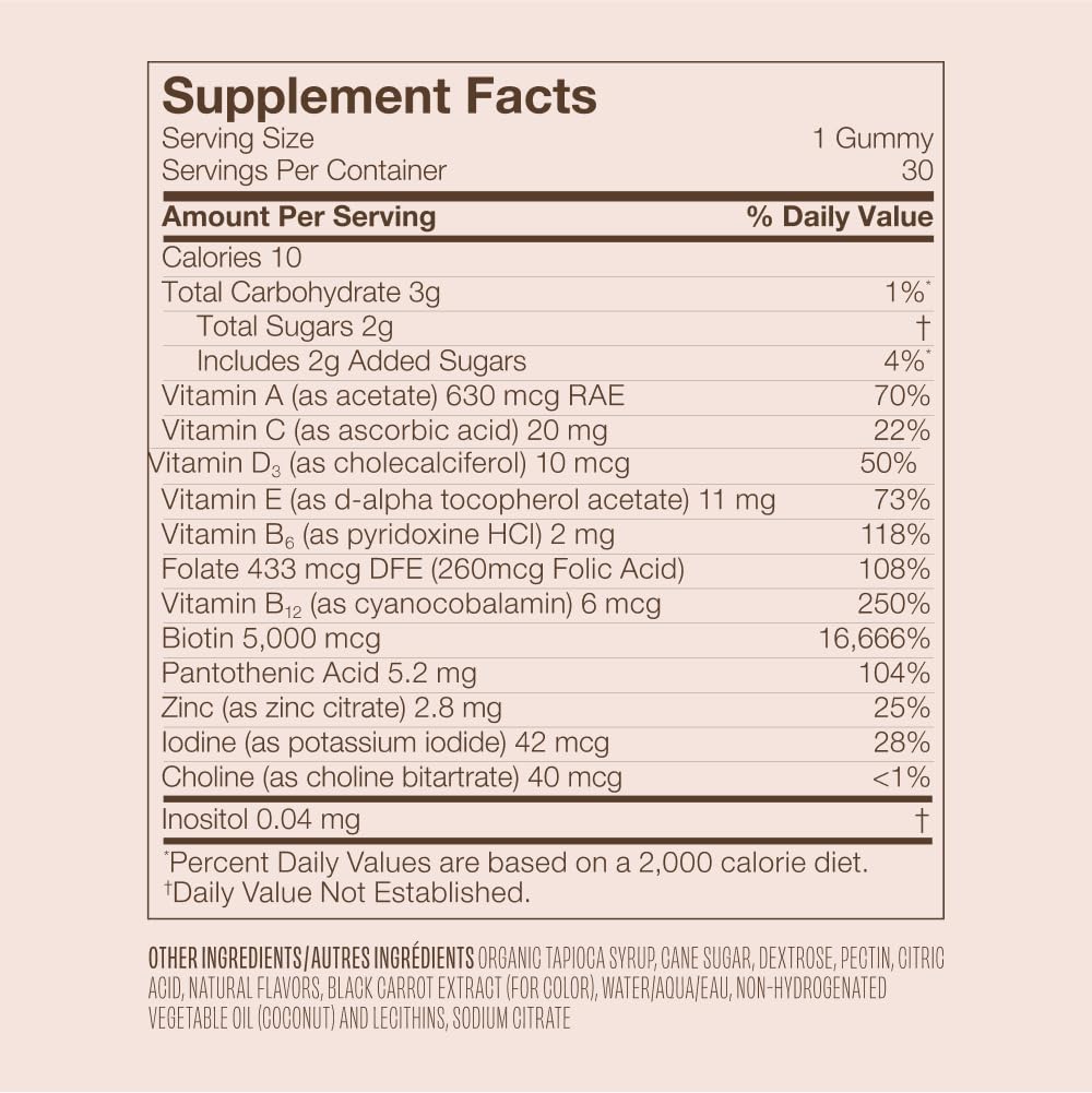 VEGAMOUR GRO Biotin Gummies, Strawberry Flavor with 5000 mcg Biotin, Supports Healthy Hair Vegan Gummies with Vitamins A, B, C, E, B-12 & More, 30 Ct VEGAMOURAu supplements