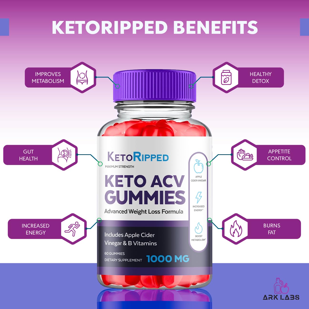 (5 Pack) Keto Ripped ACV Gummies, Keto Ripped ACV Gummies Advanced Weight Loss 1000MG Ark LabsAu supplements