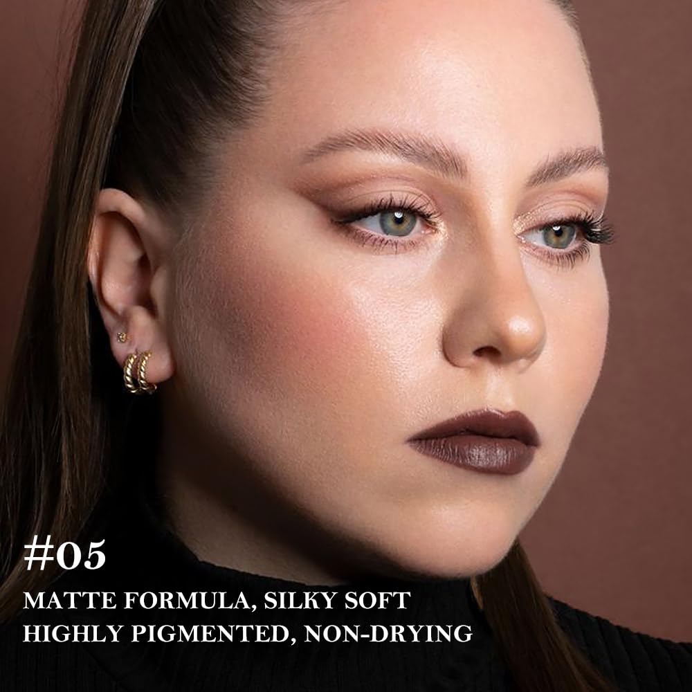 BINGBRUSH 2-in-1 Gradient Dark Brown Lip Liner & Lipstick Combo,Matte Longwear Waterproof Lip Pencil with Cone Tip,Smudge Proof Crayon for Flawless Ombre Contour,Women's Long Lasting Makeup Set BINGBRUSHAu supplements