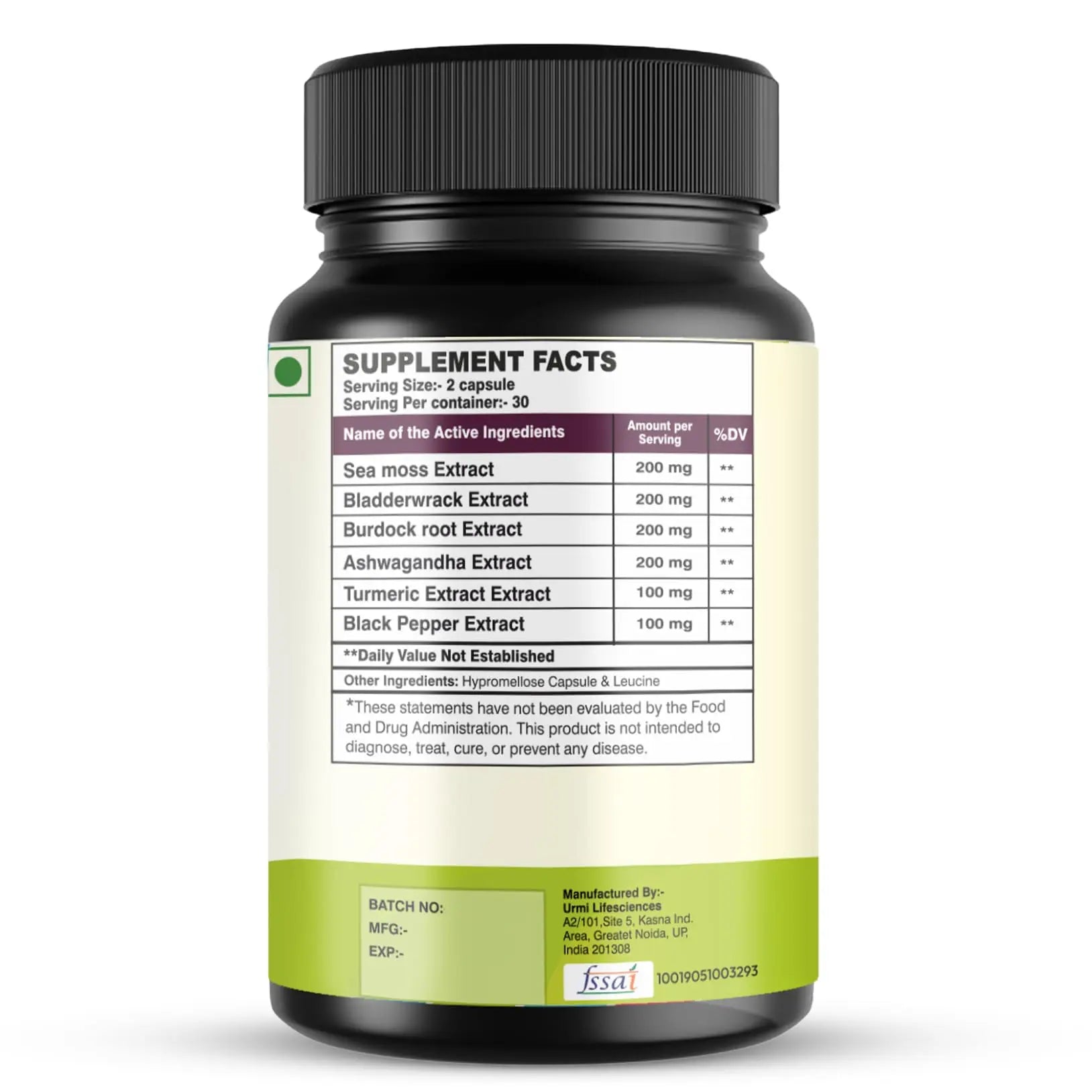 SETNUTRA Well From Within Sea Moss 6 in 1 Super Blend Ashwagandha Burdock Turmeric & Bladderwrack Immunity & Detox Support 60 Veg Capsules Non GMO No Gluten SETNUTRA Well From Withinnz supplements