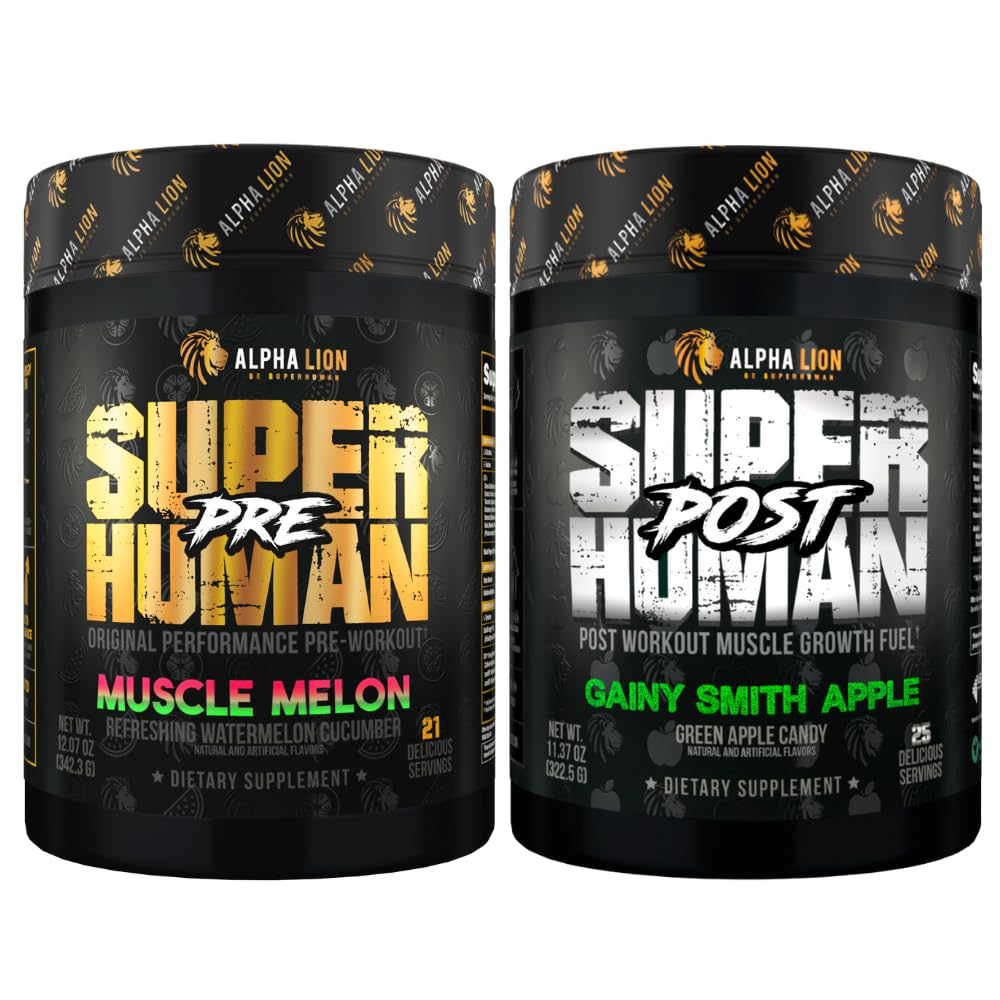 ALPHA LION Superhuman Pre Workout Powder & Post Workout Recovery Bundle, Sustained ALPHA LIONAu supplements