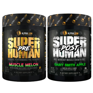 ALPHA LION Superhuman Pre Workout Powder & Post Workout Recovery Bundle, Sustained ALPHA LIONAu supplements
