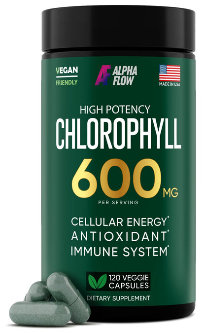 Chlorophyll Capsules 600 mg - Natural Chlorophyll Pills for Women & Men - Highly BioAvailable Alpha FlowUS supplements