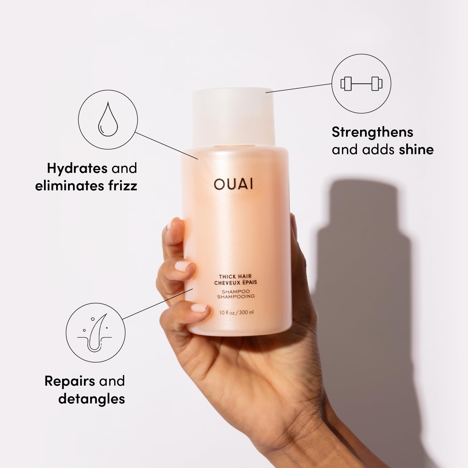 OUAI Thick Hair Shampoo and Conditioner Set - Sulfate Free Shampoo and Conditioner for Thick Hair Care - Moisturizes, Strengthens & Fights Frizz - Made with Keratin & Shea Butter (10 Fl Oz) OUAIAu supplements