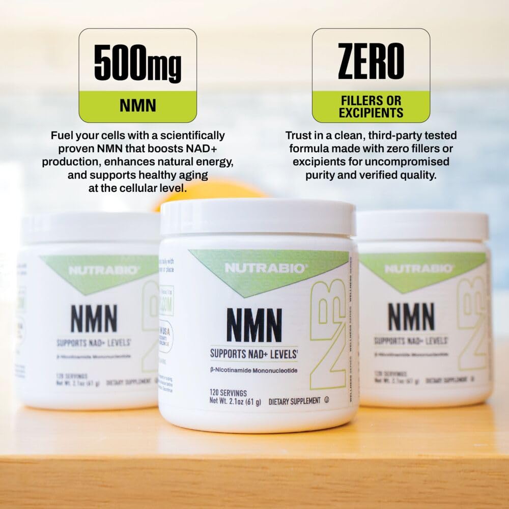 NutraBio NMN - NAD Supplement, Longevity Support, Boost NAD Levels, Increase Cellular Energy, Brain Health, Healthy Aging- 120 Servings NutraBioAu supplements