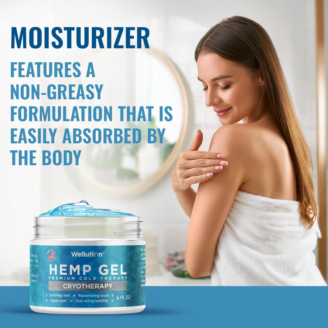 WELLUTION Cryotherapy Hemp Gel – Gentle Cooling Sensation with Menthol & Arnica – Non-Greasy, Quick-Absorbing Formula – Lightweight Gel for Comfort & Refreshing Feel – 4oz WELLUTIONAu supplements