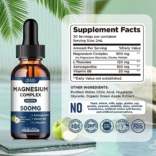 Triple Magnesium Complex Supplement-Magnesium Glycinate, Citrate, Malate Liquid dilibAu supplements