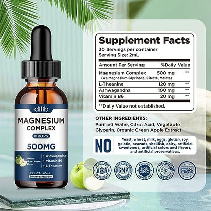 Triple Magnesium Complex Supplement-Magnesium Glycinate, Citrate, Malate Liquid dilibUS supplements