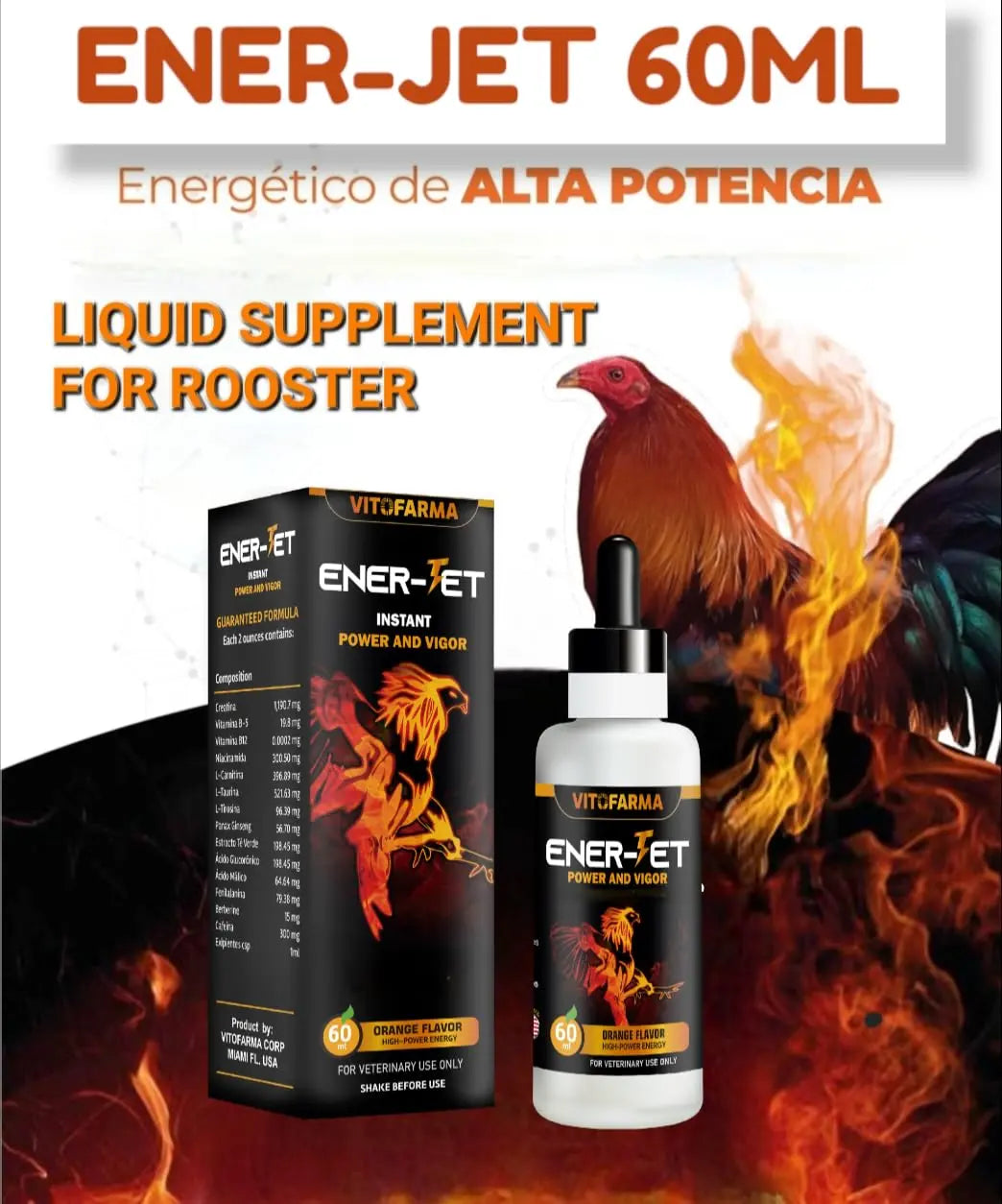 VITOFARMA Ener-Jet Energy Booster for Rooster Natural Multivitamin - Liquid 60 ml VITOFARMAAu supplements