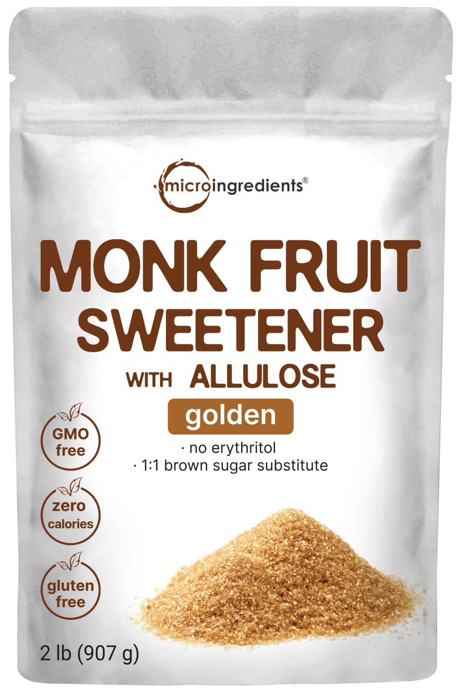 Golden Monk Fruit Sweetener with Allulose, 2 lbs | No Erythritol, No Aftertaste Micro IngredientsAu supplements
