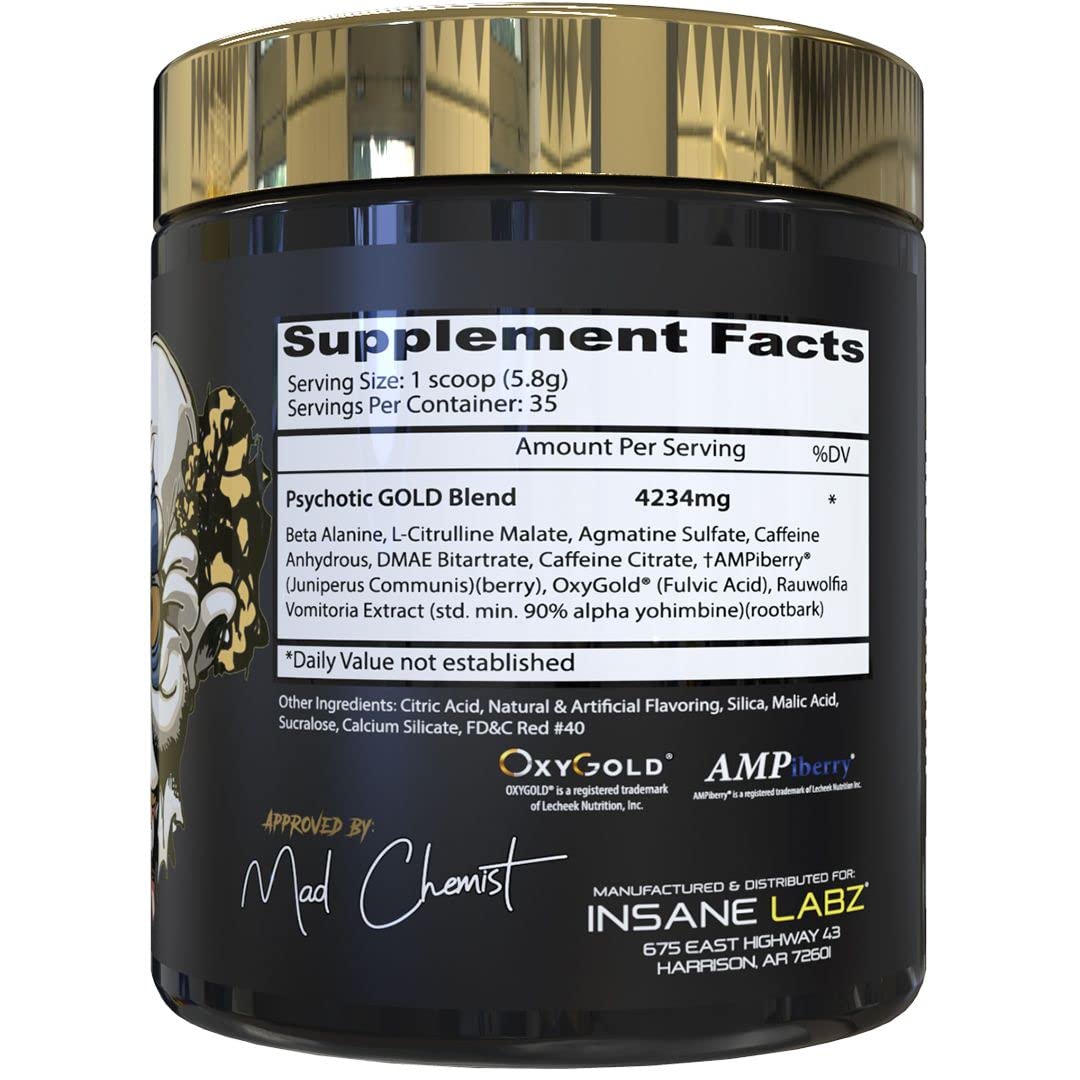 Insane Labz Psychotic Gold and Insane Veinz Gold Pre Workout Nitric Oxide Booster Stack Insane LabzUS supplements