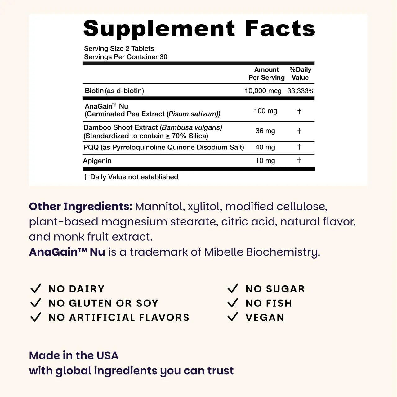 EZ Melts Hair Health Complete - Hair Supplement to Support Strength & Growth - Includes AnaGain Nu, Biotin, Apigenin, Bambo Silica & More - 60 Sublingual Tablets (30 Servings) EZ Meltsnz supplements