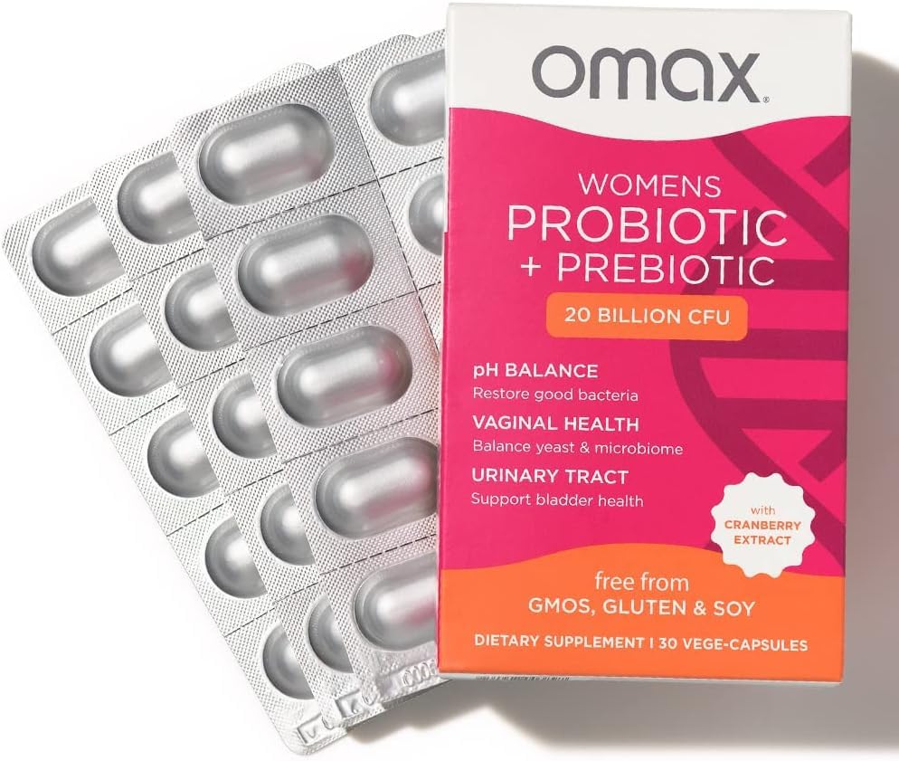 2 Pack Omax Prebiotics & Probiotics for Women, pH Balance, Vaginal Health, Urinary Tract, Yeast Omax3Au supplements