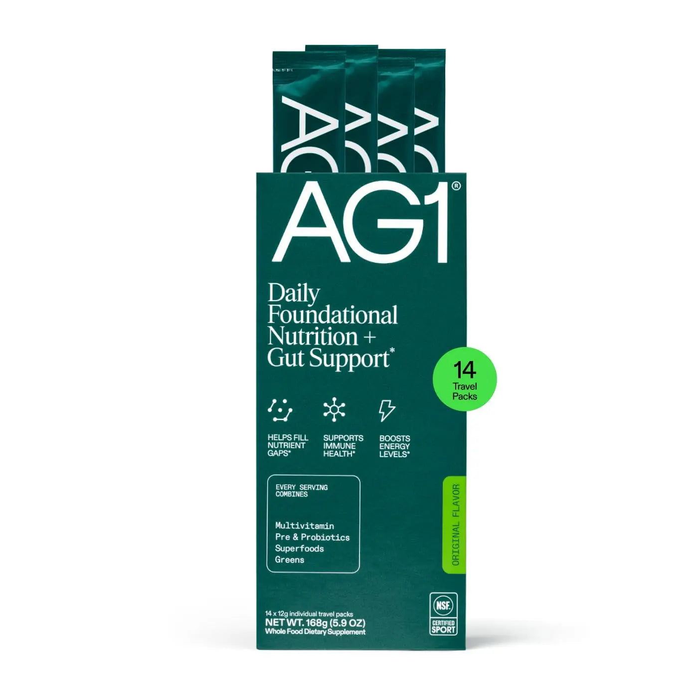 AG1 Athletic Greens Powder Supplement, Improve Gut Health, Multivitamin, Probiotic, Gluten Free, Vegan and Keto Friendly, 75 Vitamins (Travel Packs, 14 Count) - Classic Formula AG1Au supplements