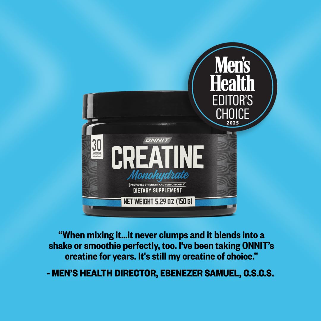 ONNIT Creatine Monohydrate Powder, IGEN™ Non-GMO Tested – 5g Premium Creatine for Muscle Strength, Power & Lean Mass, Supports Brain Health & Cellular Energy, Unflavored, 30 Servings, 5.29 oz 2-Pack ONNITAu supplements