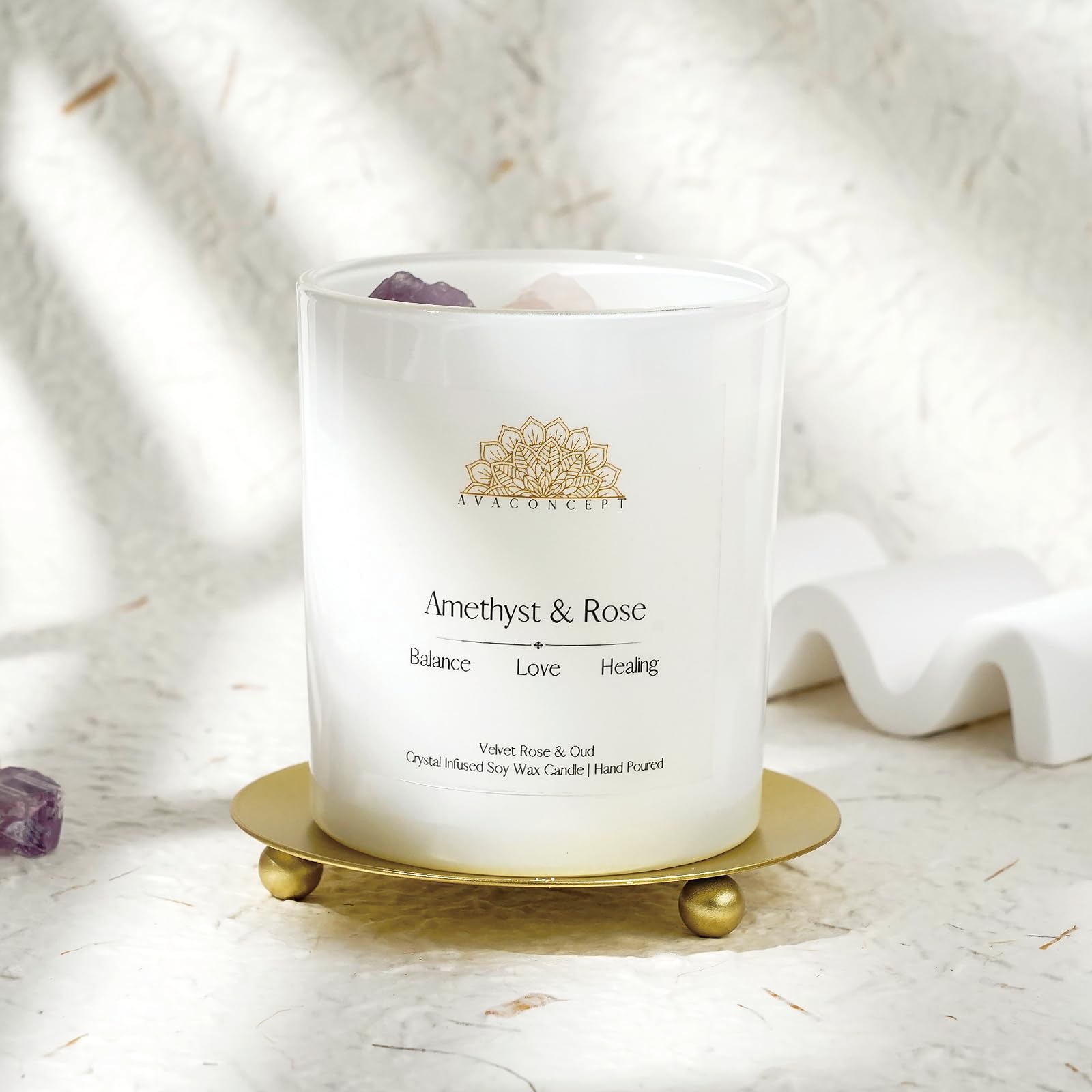 Ava Concept Scented Crystal Candle 10 oz jar Candle (Velvet Rose & Oud) ava conceptAu supplements