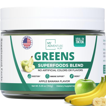 Green Superfood Powder for Digestion & Gut Health - Keto Friendly Superfood Greens Blend Powder for Immune Support - Powdered Greens Supplement for Immune Boost - Apple Banana Flavor My Adventure to FitAu supplements