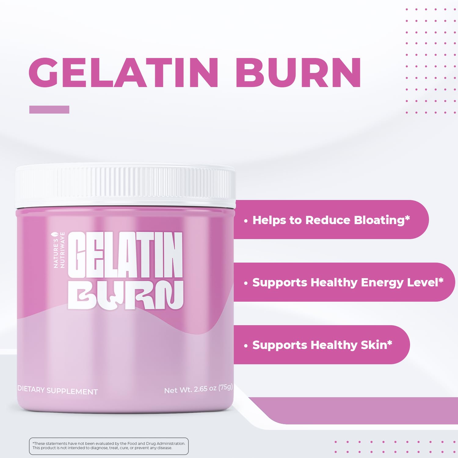 Nature’s NutriWave Gelatin Burn – Natural Powder Supplement with Vitamins, Minerals & Botanical Extracts – Non-GMO, Easy to Mix, USA Made – 2.65Oz, 75g, 30 Servings, 3 Month Supply Nature’s NutriWaveAu supplements