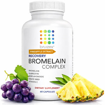 Bruizex Bromelain & Quercetin Recovery Complex - Post Surgery Recovery Bruising, Swelling Relief, Lymphatic Drainage - Post 360 lipo, BBL, Liposuction, Tummy Tuck - Non GMO - 60 Capsules BruizexAu supplements